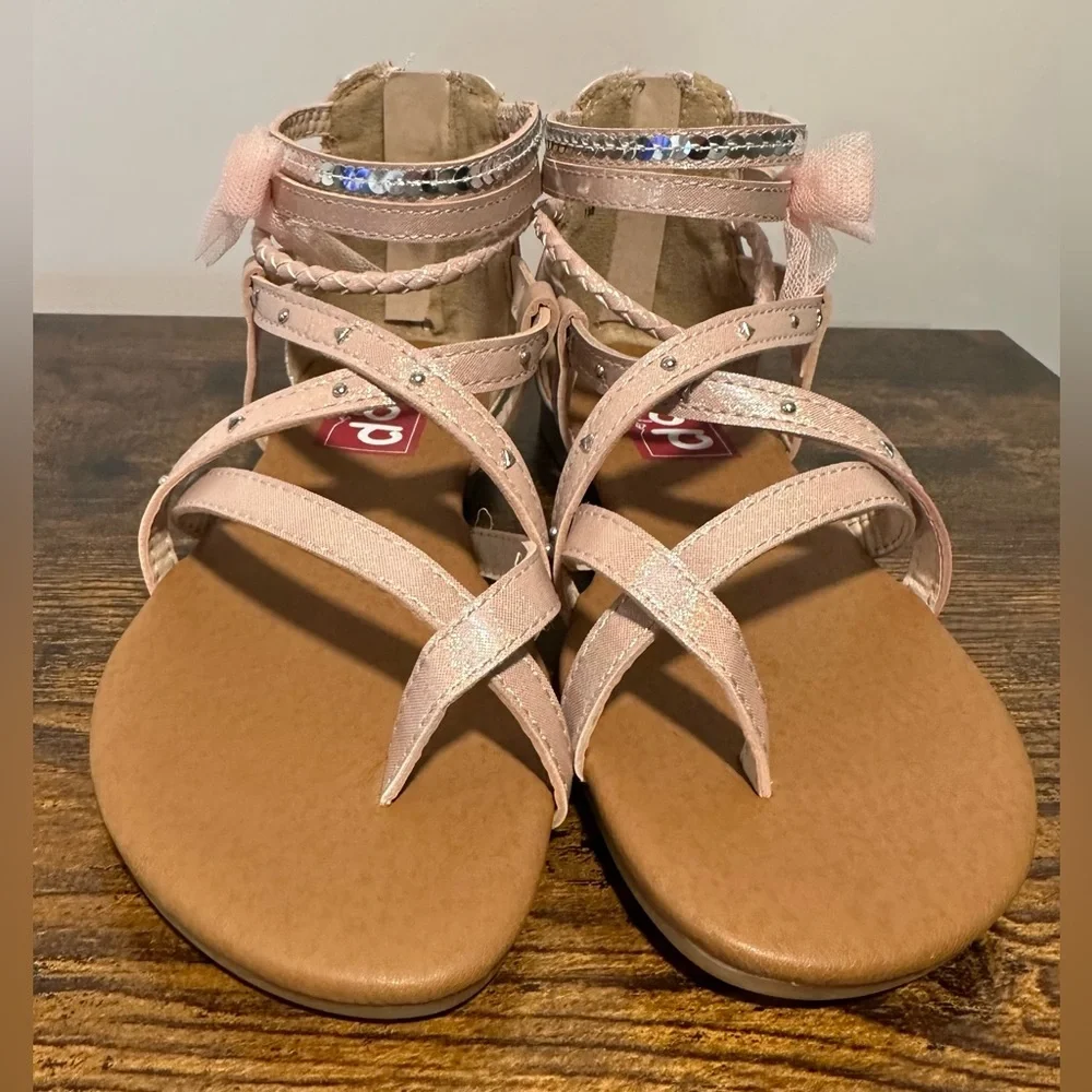 Pop Little Girls Begonia Pink Ankle Strap Flat Sandals NWT Size Little Girls 3